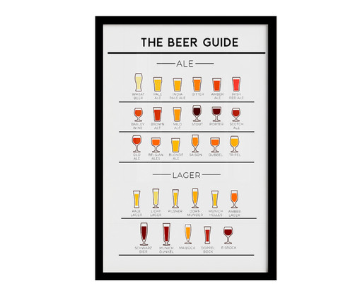 Quadro The Beer Guide A3 com Moldura Preta, Preto | WestwingNow