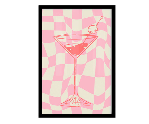 Quadro Dry Martini Pink A2 com Moldura Preta, Rosa | WestwingNow