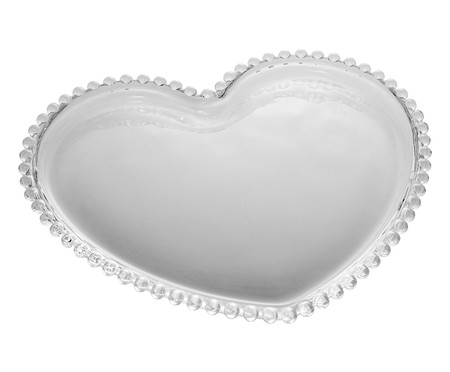 Prato Raso Coração em Cristal Pearl - Transparente | WestwingNow