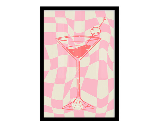 Quadro Dry Martini Pink A3 com Moldura Preta, Rosa | WestwingNow