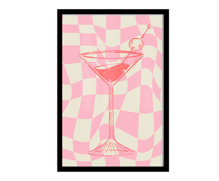 Quadro Dry Martini Pink A3 com Moldura Preta