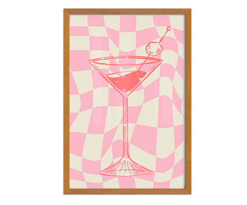 Quadro Dry Martini Pink A3 com Moldura em Madeira, Rosa | WestwingNow