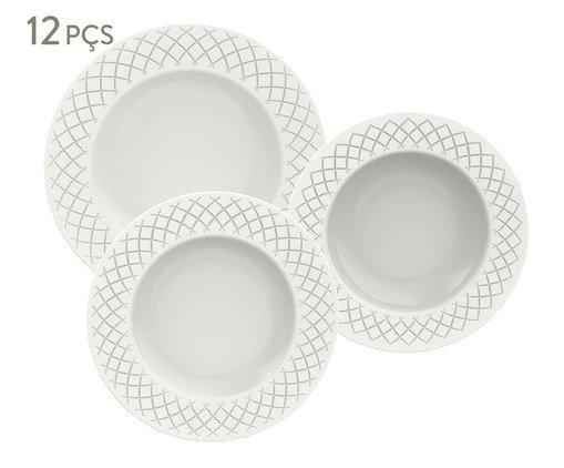 Jogo de Pratos em Porcelana Ingrid Branco, Bege | WestwingNow