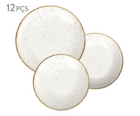 Jogo de Pratos em Porcelana Rústico Marrom | Westwing