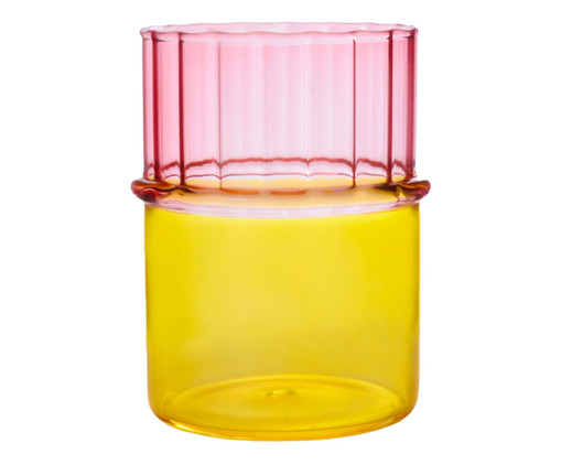 Vaso Dual Color Rosa e Amarelo, Madeira | WestwingNow