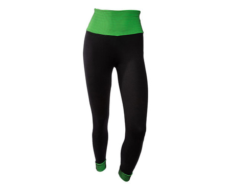 Calça Legging Esportiva Band Nervuras Preta e Verde Neon | WestwingNow