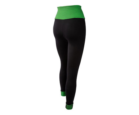 Calça Legging Esportiva Band Nervuras Preta e Verde Neon | WestwingNow