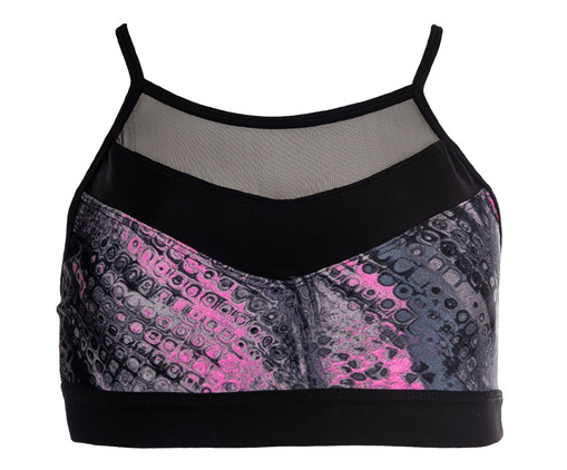 Top Esportivo Print Recortes Rosa e Cinza e Preto, Preto | WestwingNow