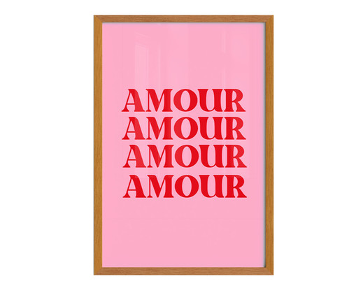 Quadro Amour A2 com Moldura em Madeira, Rosa | WestwingNow