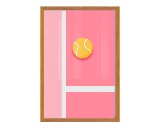 Quadro Pink Tennis A2 com Moldura em Madeira, Rosa | WestwingNow