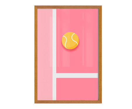 Quadro Pink Tennis A2 com Moldura em Madeira