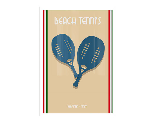 Quadro Beach Tennis Ravenna A3 com Moldura Branca, Bege | WestwingNow