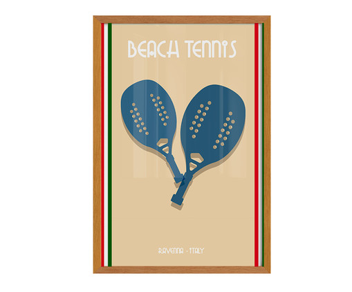 Quadro Beach Tennis Ravenna A3 com Moldura em Madeira, Bege | WestwingNow