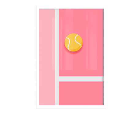 Quadro Pink Tennis A3 com Moldura Branca