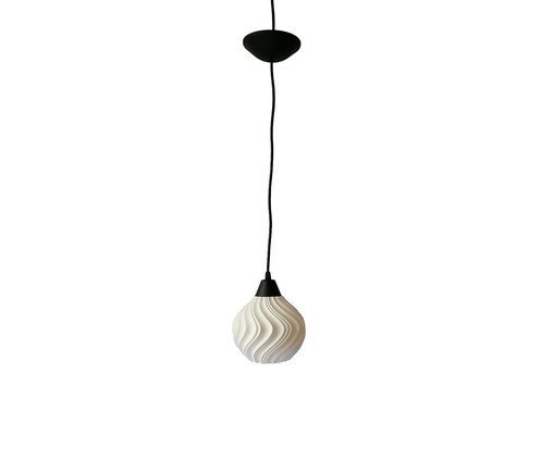 Pendente Fluxus Pequeno com Cabo Preto e Cúpula Branca, black | WestwingNow