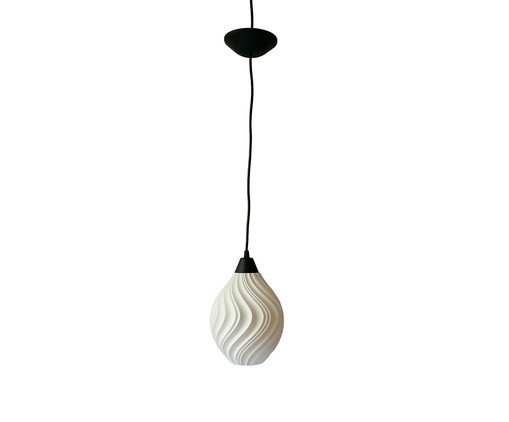 Pendente Fluxus Médio com Cabo Preto e Cúpula Branca, black | WestwingNow