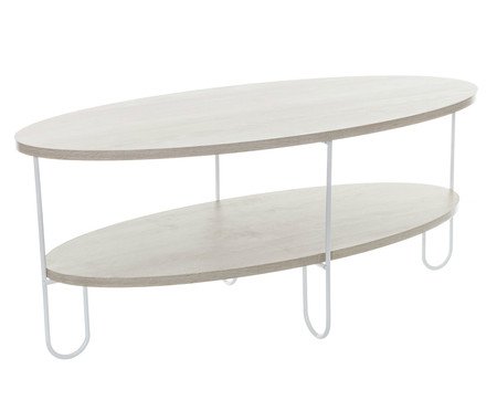Mesa de Centro  Bend - Branco e Legno Crema