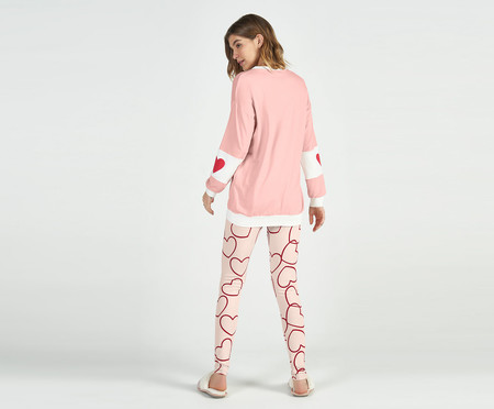 Conjunto de Pijama Manga Longa com Legging Rosa | WestwingNow