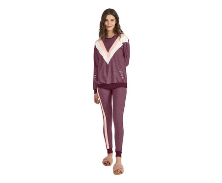 Conjunto de Pijama Manga Longa com Legging Bordo | WestwingNow