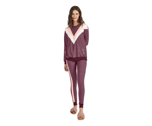 Conjunto de Pijama Manga Longa com Legging Bordo, COlorido | WestwingNow