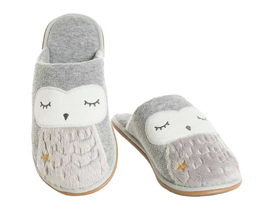 Pantufa Coruja Infantil Cinza, Cinza | WestwingNow