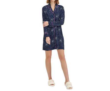 Dress Manga Longa com Abertura Azul | Westwing