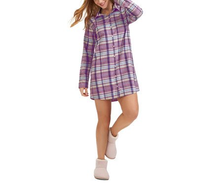 Camisola Manga Longa com Abertura Xadrez Azul | Westwing