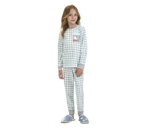 Pijama Manga Longa Infantil Azul Xadrez, Azul | WestwingNow