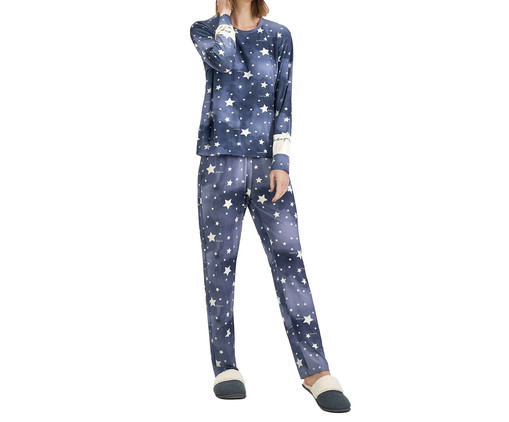 Pijama Manga Longa Azul Estrelas, Azul | WestwingNow