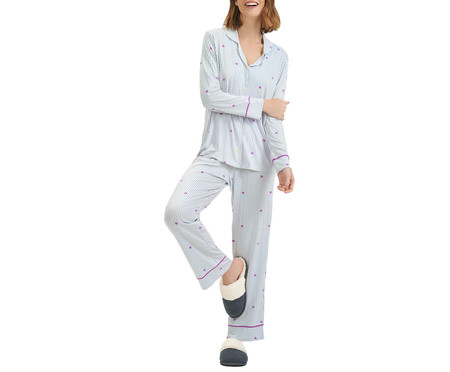 Pijama Longo com Abertura Azul Claro | WestwingNow