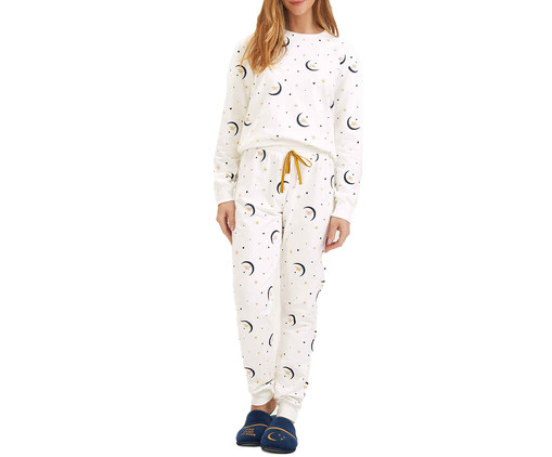 Pijama Manga Longa Branca Jogger, Branco | WestwingNow