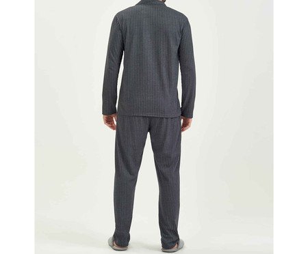 Pijama Longo com Abertura Cinza Masculino | Westwing