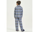 Pijama Longo com Abertura Infantil Xadrez e Azul, Azul | WestwingNow