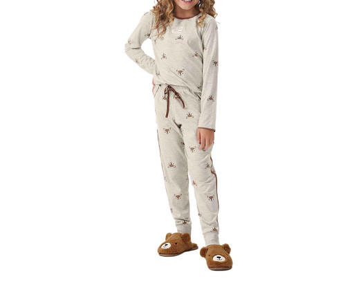 Pijama Manga Longa Infantil Bege, Bege | WestwingNow