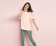 Pijama Manga Curta com Legging Rosa e Verde, Rosa | WestwingNow