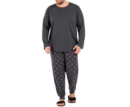 Pijama l Manga Longa Plus Size Cinza | WestwingNow