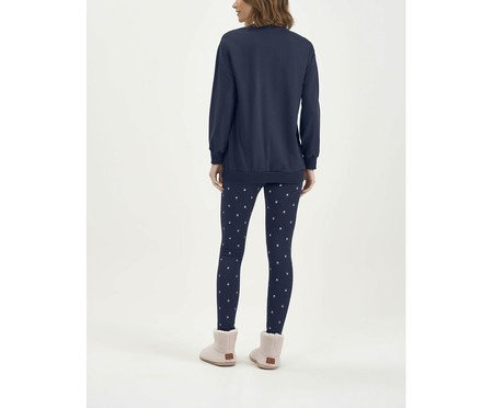Pijama Manga Longa com Legging More Love Azul | Westwing