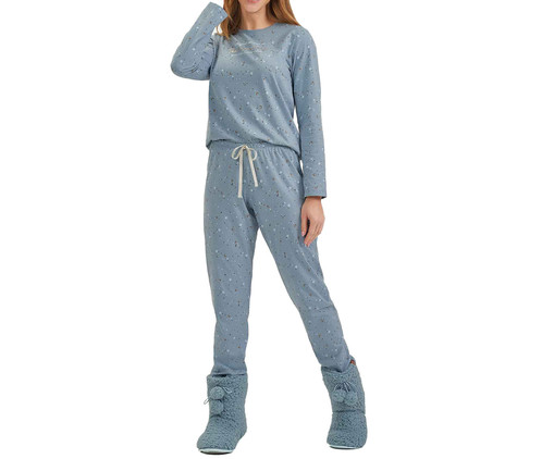 Pijama Manga Longa Azul Claro, Azul | WestwingNow