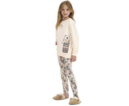 Pijama Manga Longa com Legging Infantil Bege e Marrom | WestwingNow