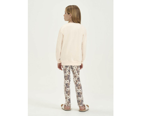 Pijama Manga Longa com Legging Infantil Bege e Marrom | WestwingNow