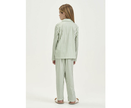 Pijama Longo com Abertura Infantil Listrado Verde | WestwingNow