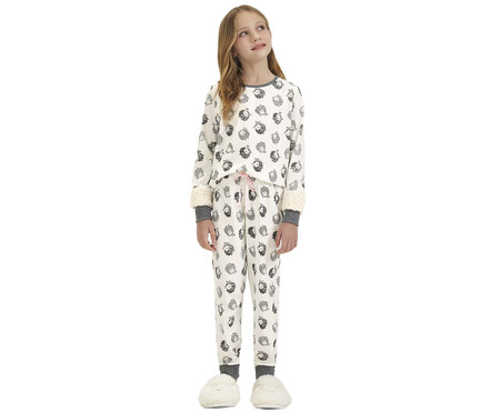 Pijama Manga Longa Infantil Off White Carneirinhos | WestwingNow