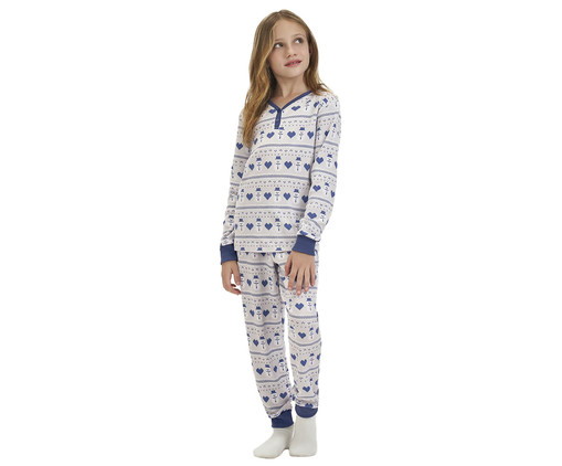 Pijama Manga Longa Infantil Cinza e Azul, Cinza | WestwingNow