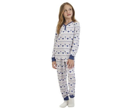 Pijama Manga Longa Infantil Cinza e Azul | Westwing