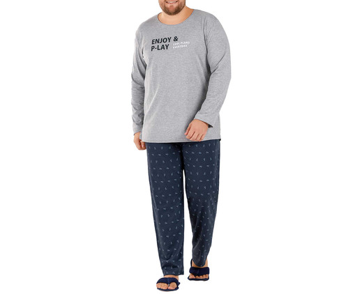 Pijama Manga Longa Plus Size Cinza, Cinza | WestwingNow