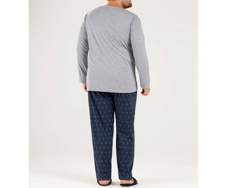 Pijama Manga Longa Plus Size Cinza | WestwingNow