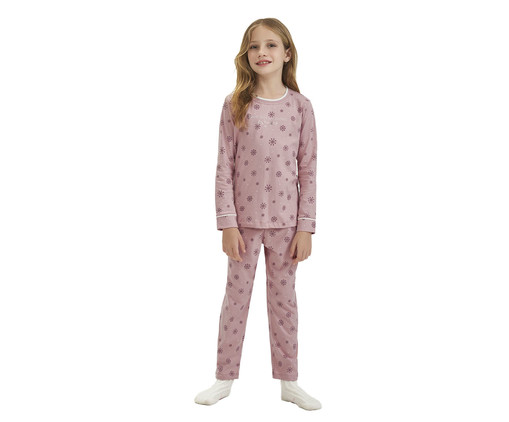 Pijama Manga Longa Infantil Rosa Flocos, Rosa | WestwingNow