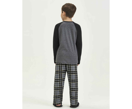 Pijama Manga Longa Infantil Cinza e Preto | WestwingNow