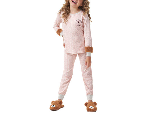 Pijama Manga Longa Infantil Rosa e Branco, Rosa | WestwingNow