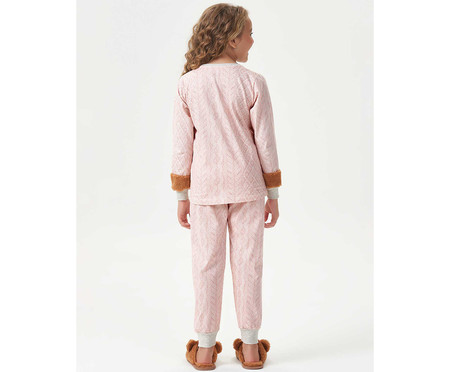 Pijama Manga Longa Infantil Rosa e Branco | WestwingNow